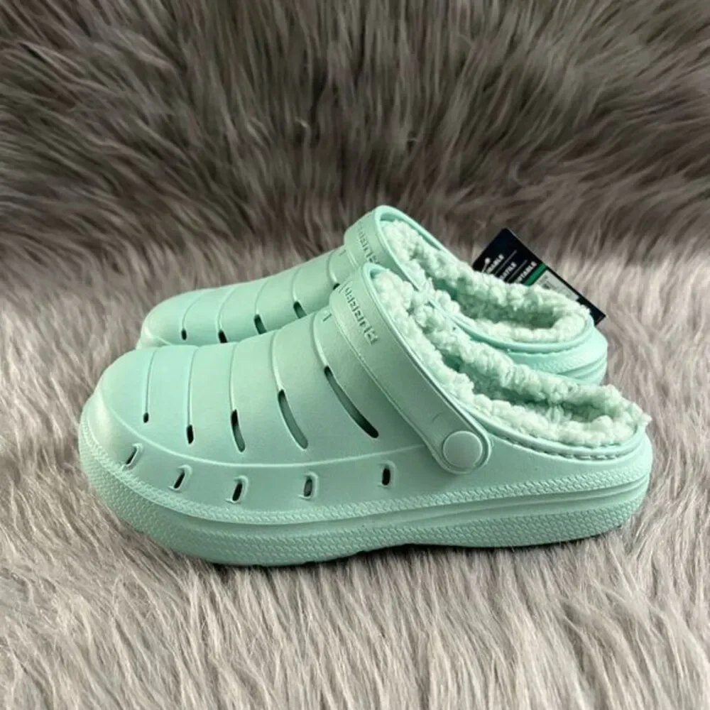 Rugged Shark Lined Clogs Girl Size 2 Mint Blue Slip On Shoes Sandals Lightweight